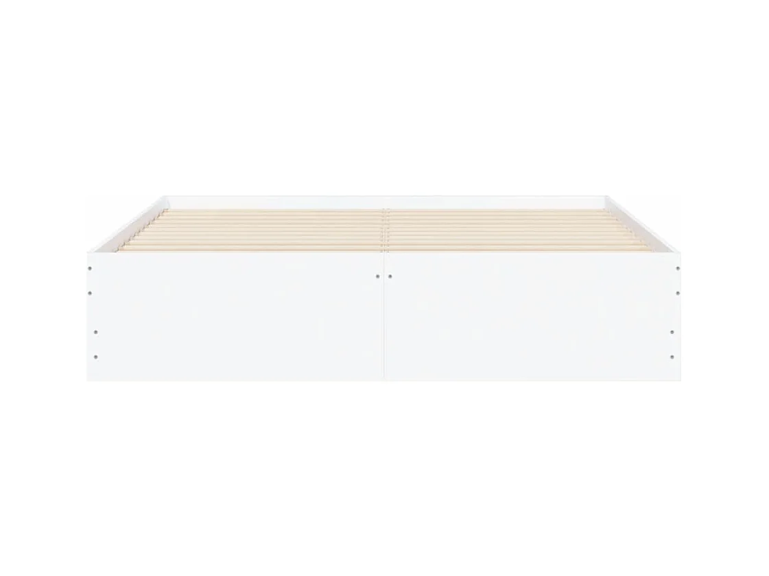 Cadre de lit avec tiroirs blanc 140x200 cm bois d'ingénierie