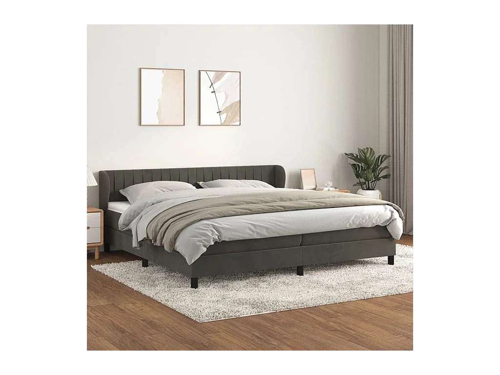 Boxspring met matras fluweel donkergrijs 200x200 cm