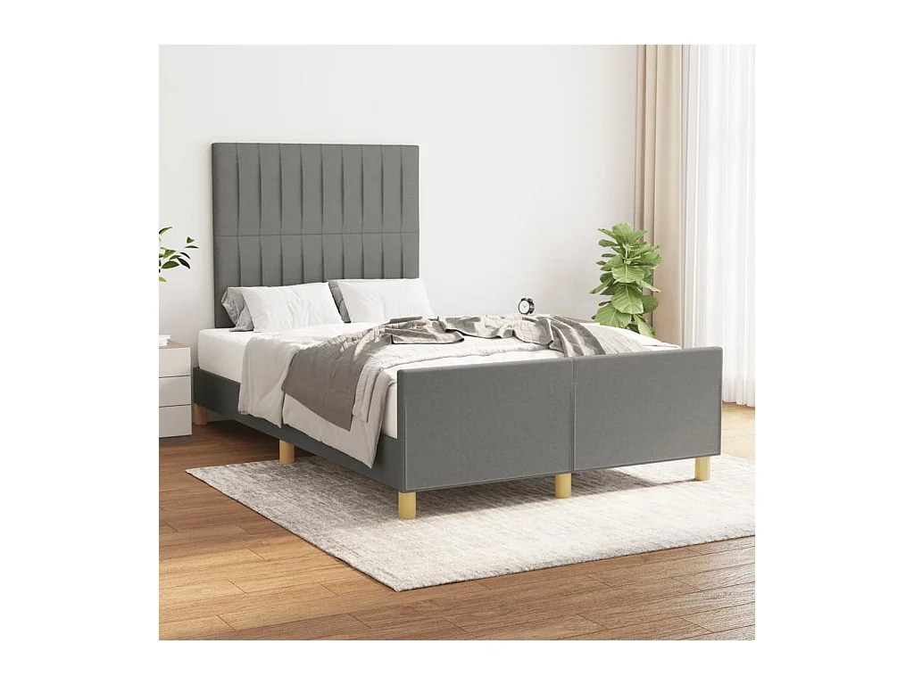 Estructura de cama con cabecero de tela gris oscuro 120x200 cm