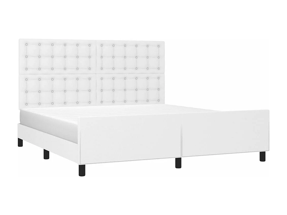 Estructura de cama cabecero cuero sintético blanco 180x200 cm