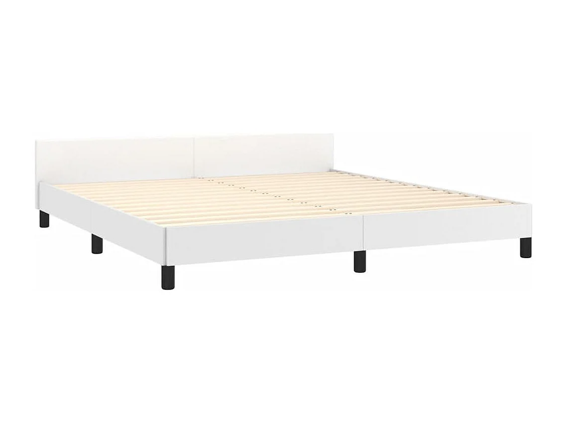 Estructura de cama cabecero cuero sintético blanco 180x200 cm