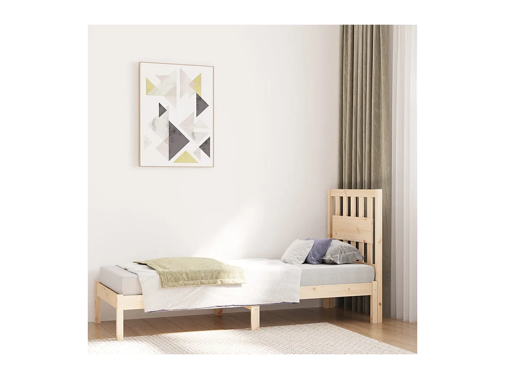 Cadre de lit Bois de pin massif 75x190 cm Petit simple