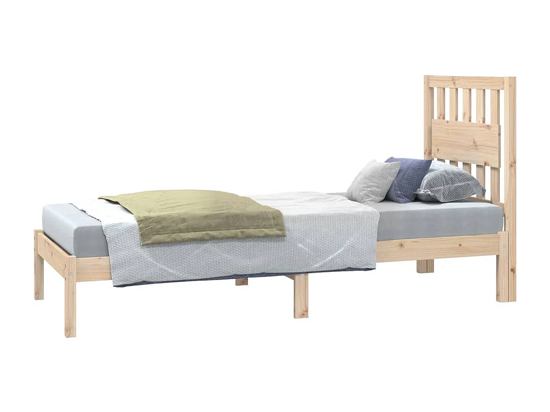 Estructura de cama individual madera maciza de pino 75x190 cm