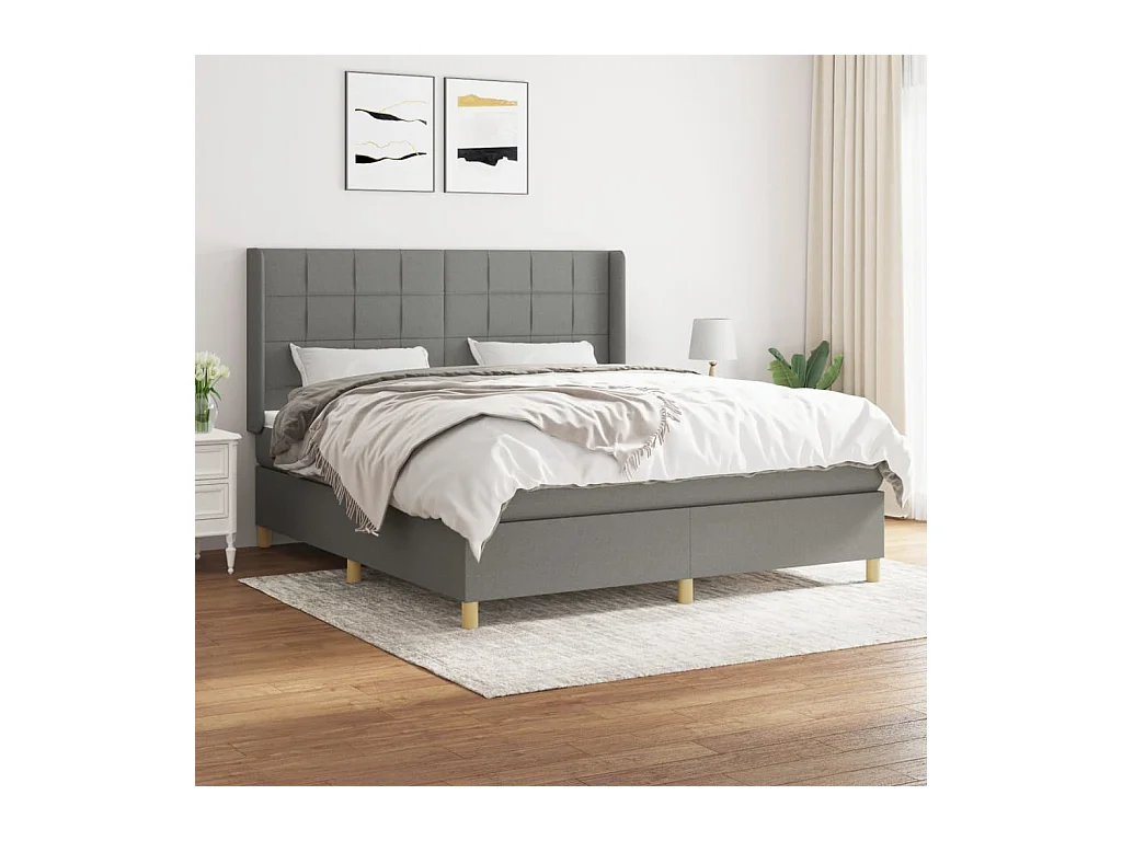 Lit à sommier tapissier avec matelas Gris foncé 180x200cm Tissu