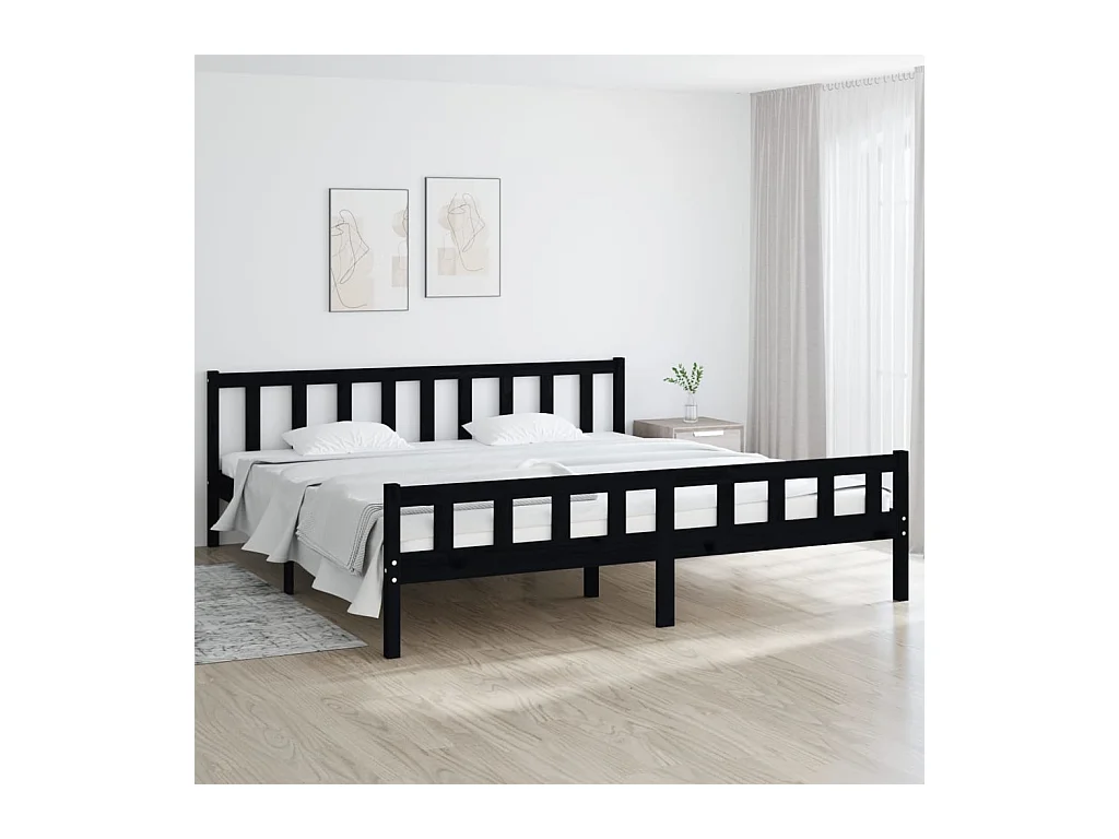 Bedframe massief hout zwart 160x200 cm