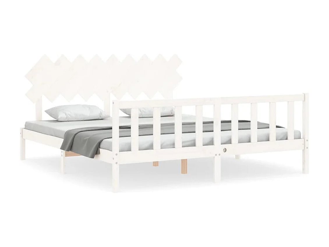 Estrutura cama Super King Size c/ cabeceira madeira branco