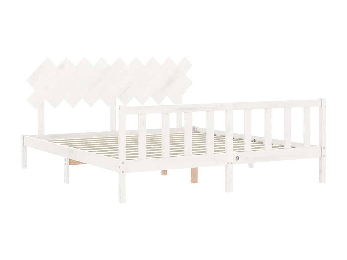 Estrutura cama Super King Size c/ cabeceira madeira branco