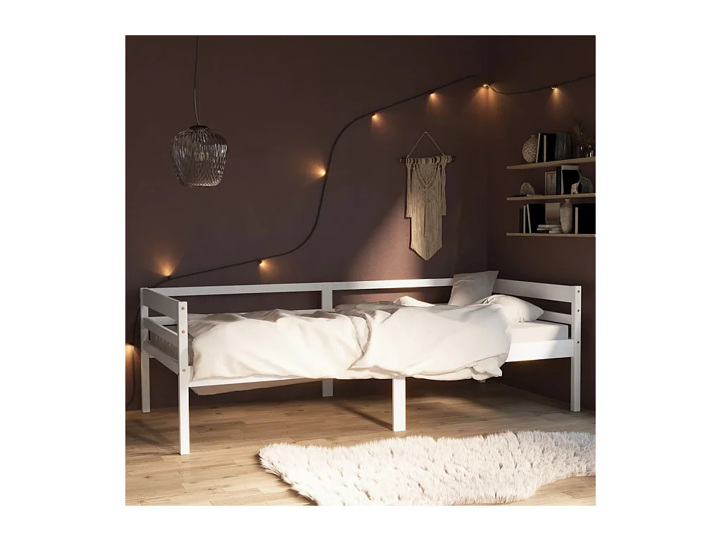 Estructura de cama de madera maciza de pino blanca 90x200 cm
