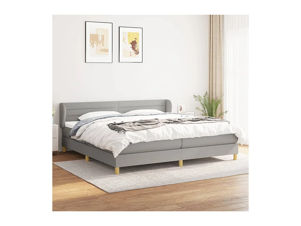 Boxspring met matras stof lichtgrijs 200x200 cm
