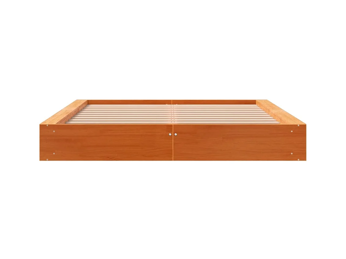 Estructura de cama madera maciza pino marrón cera 120x190 cm