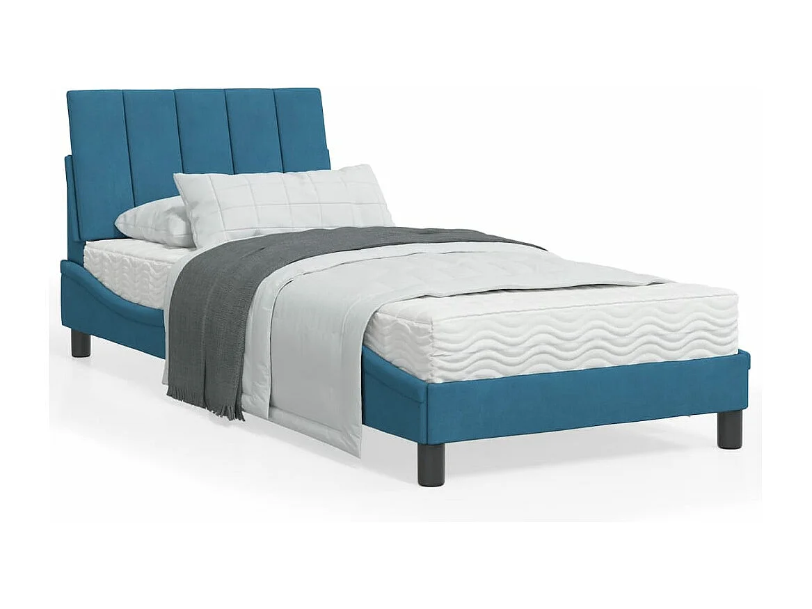 Cadre de lit avec lumières LED bleu 80x200 cm velours