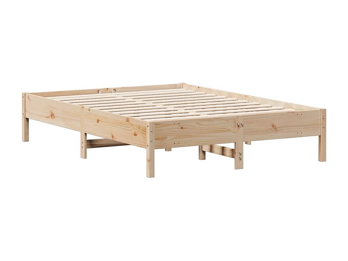 Estructura de cama de madera maciza de pino 140x190 cm
