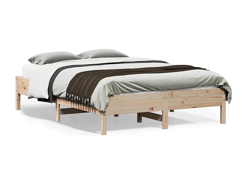 Estructura de cama de madera maciza de pino 140x190 cm