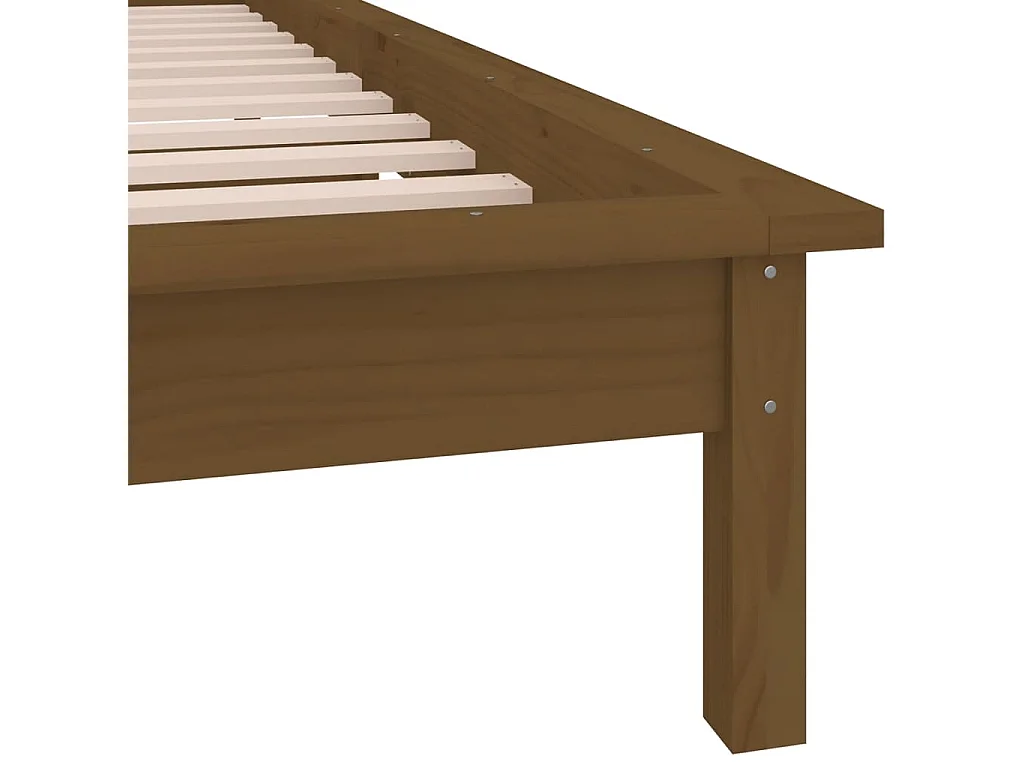 Estructura cama individual madera maciza marrón miel 75x190 cm