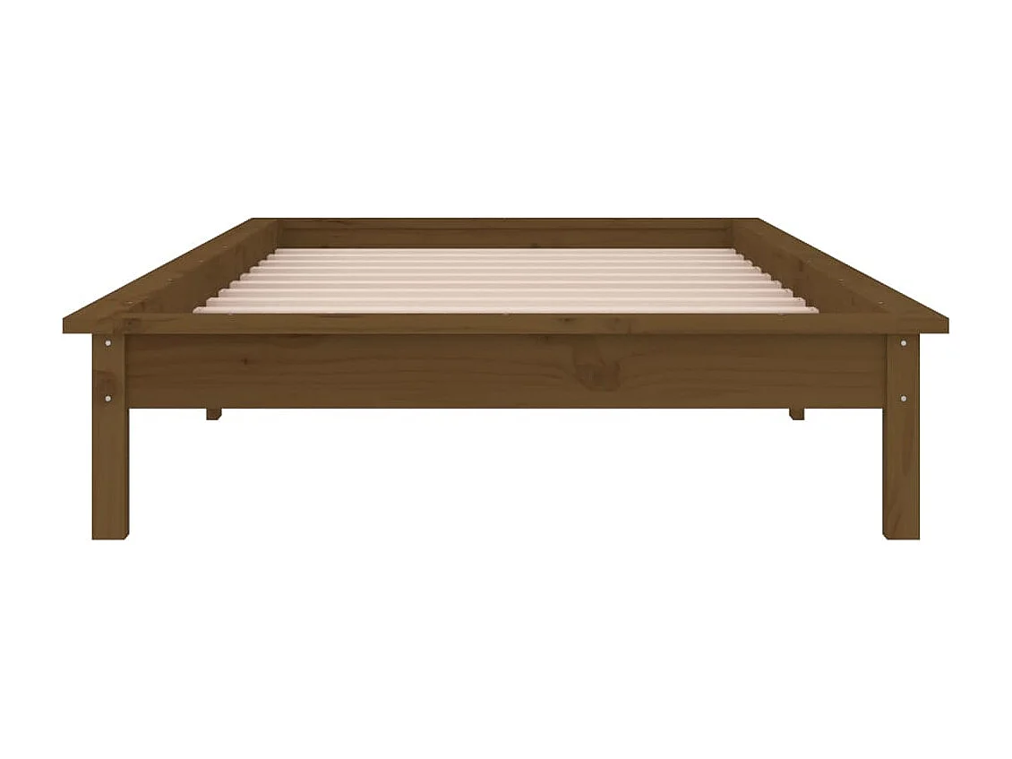 Estructura cama individual madera maciza marrón miel 75x190 cm