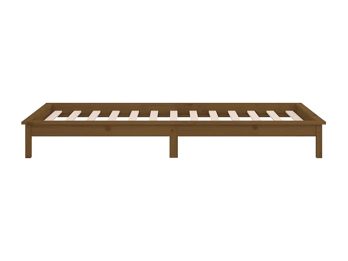 Estructura cama individual madera maciza marrón miel 75x190 cm