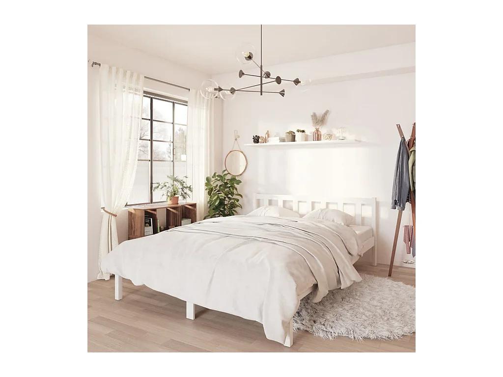 Bedframe massief grenenhout wit 120x190 cm