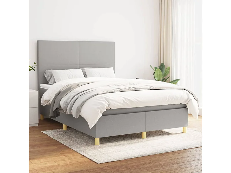 Cama com molas/colchão 140x190 cm tecido cinzento-claro