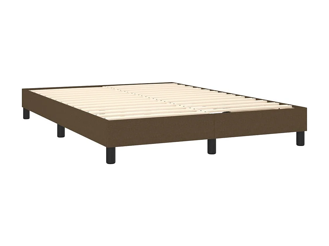 Cama box spring con colchón tela marrón oscuro 140x200 cm