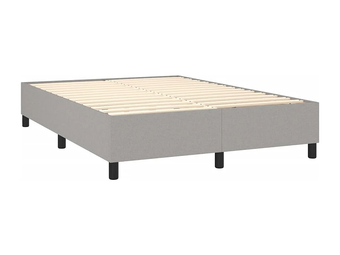 Cama box spring con colchón tela gris claro 140x190 cm