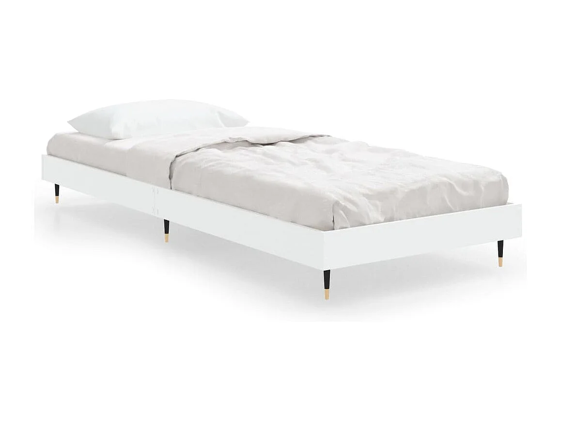 Estructura de cama madera contrachapada blanca 75x190 cm