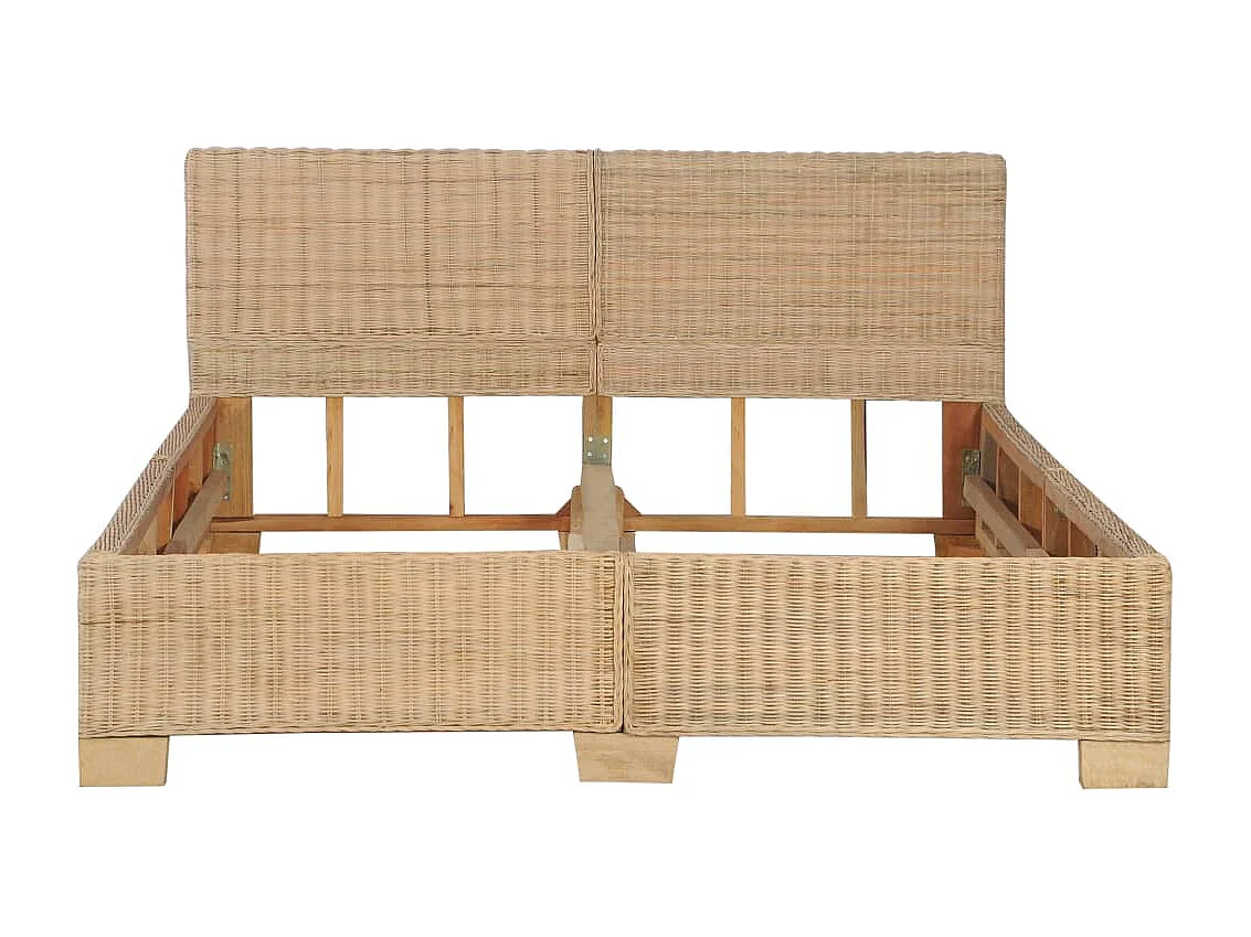 Cadre de lit Rotin véritable tissé à la main 140 x 200 cm