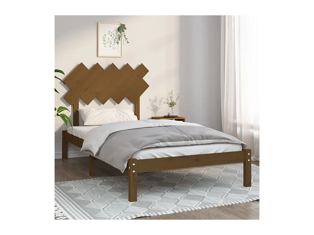 Bedframe massief hout honingbruin 100x200 cm