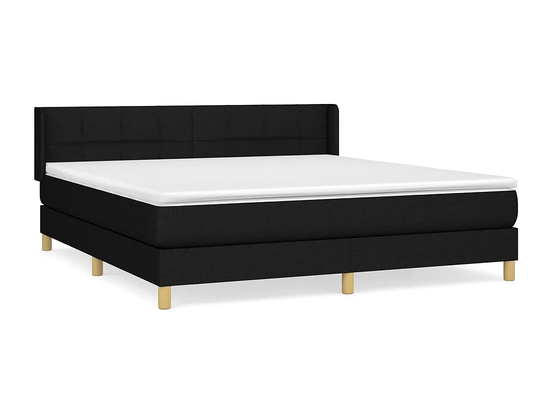 Cama box spring con colchón tela negro 160x200 cm