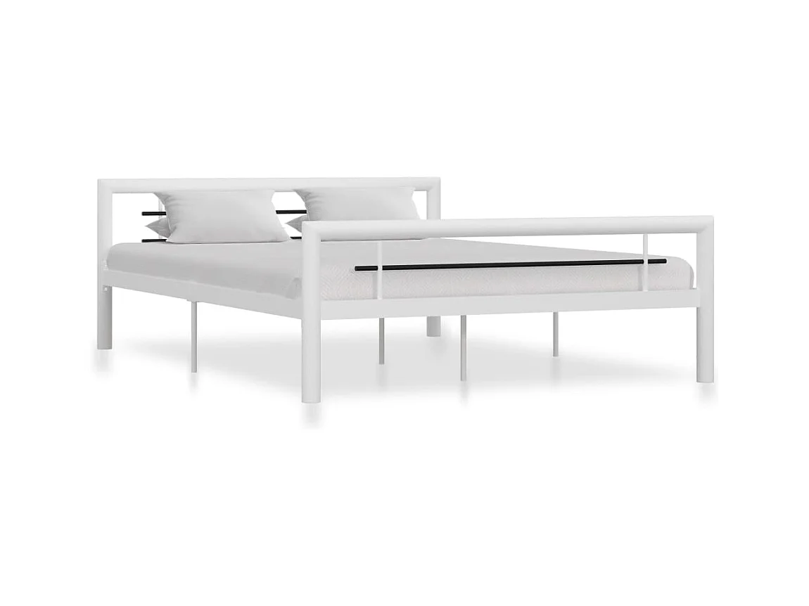 Estructura de cama de metal blanco y negro 160x200 cm