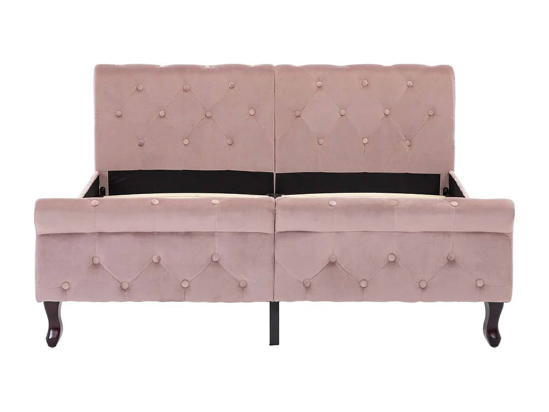 Estructura de cama de terciopelo rosa 140x200 cm