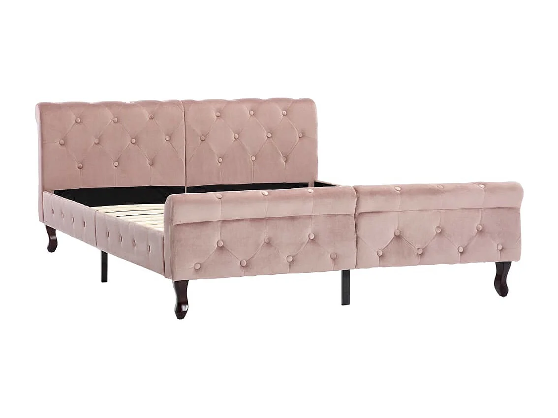 Estructura de cama de terciopelo rosa 140x200 cm