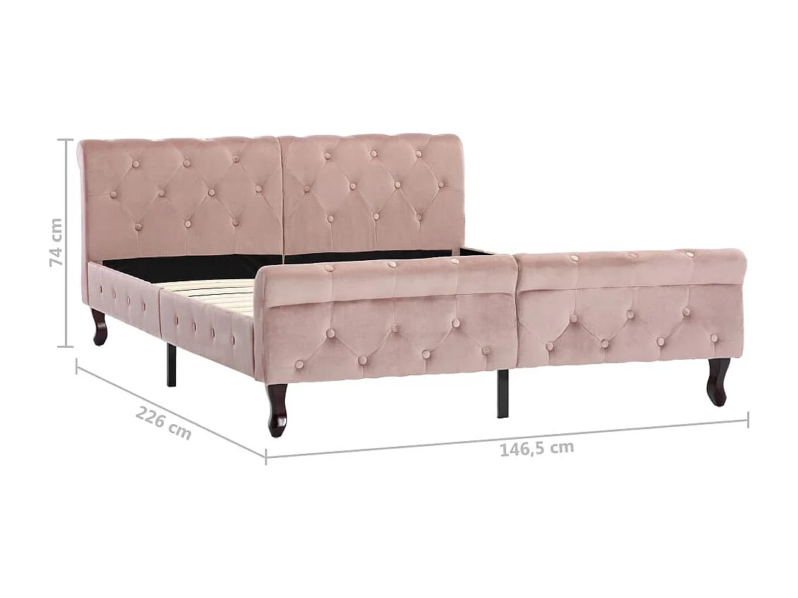 Estructura de cama de terciopelo rosa 140x200 cm