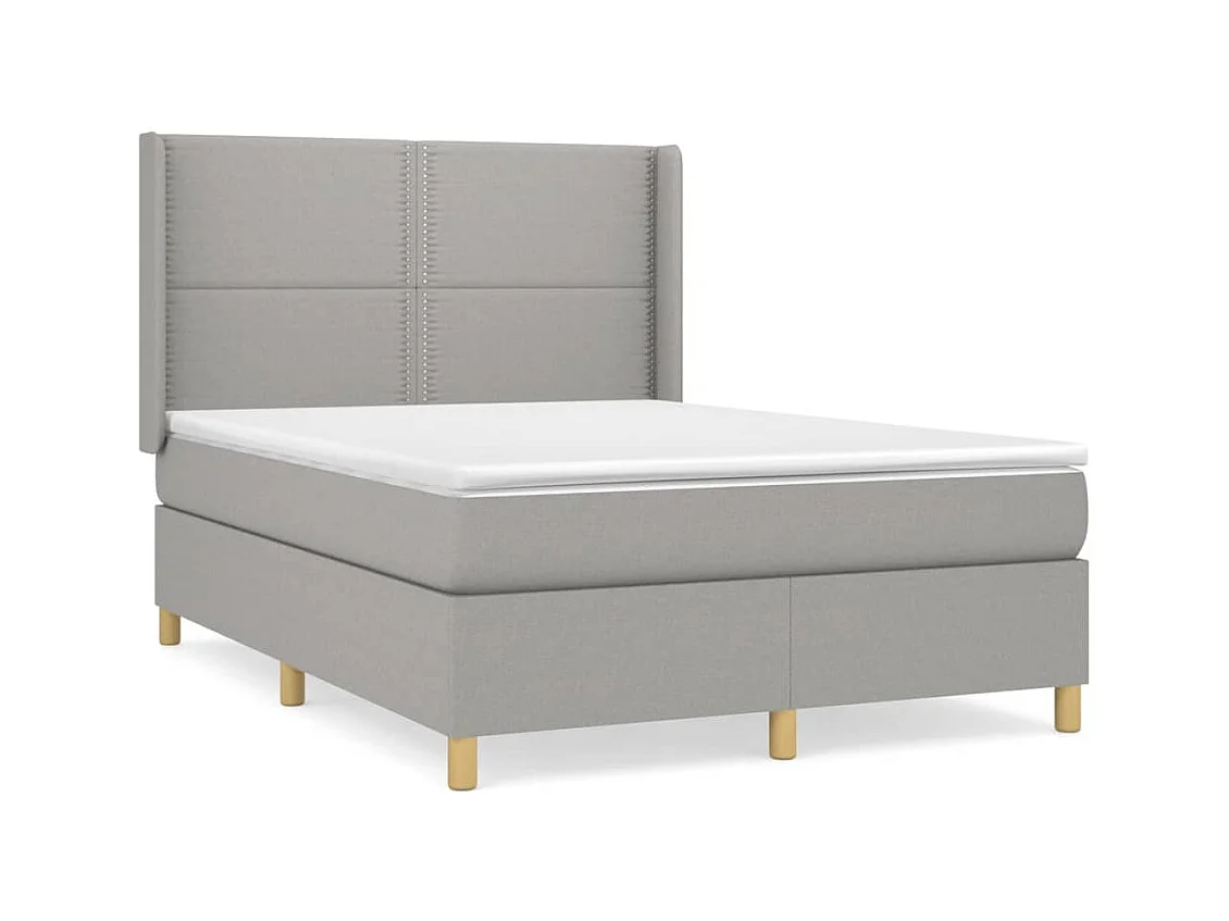 Lit à sommier tapissier avec matelas Gris clair 140x190cm Tissu
