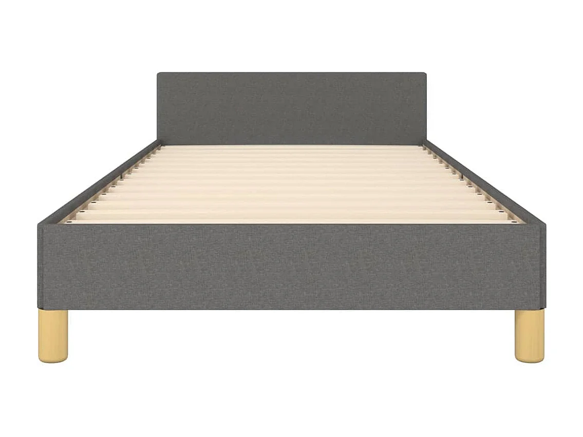 Estrutura de cama c/ cabeceira 100x200 cm tecido cinza-escuro