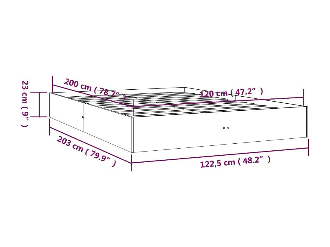 Estructura de cama madera maciza blanca 120x200 cm