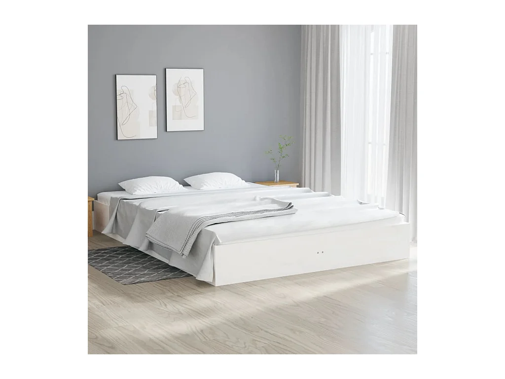 Bedframe massief hout wit 120x200 cm