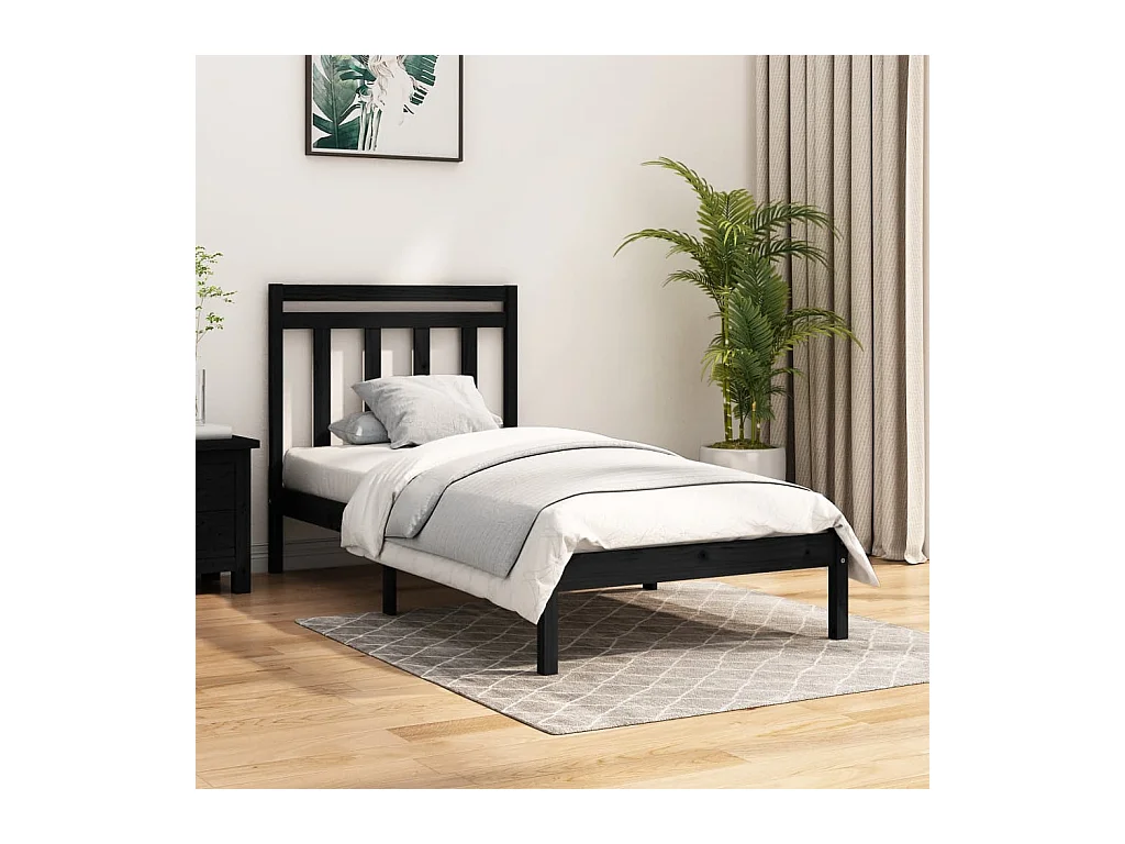 Estructura de cama madera maciza negro 100x200 cm