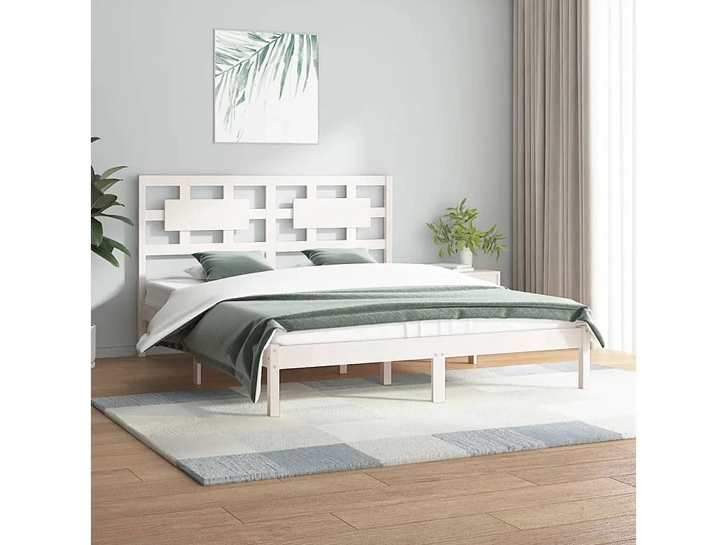 Estrutura de cama 140x200 cm madeira de pinho maciça branco