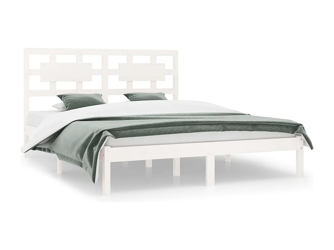 Estrutura de cama 140x200 cm madeira de pinho maciça branco