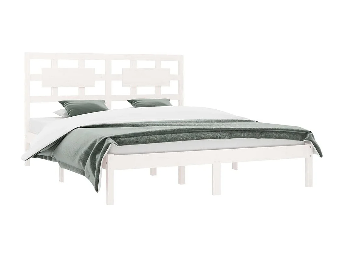Estrutura de cama 140x200 cm madeira de pinho maciça branco