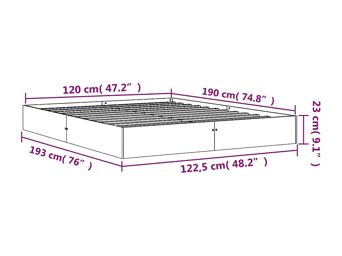 Estrutura de cama 120x190 cm madeira pinho maciça castanho cera