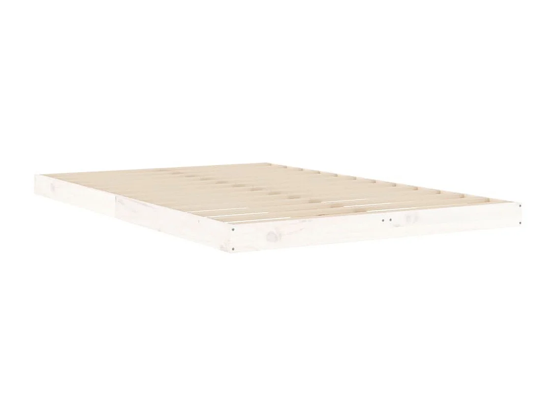 Cadre de lit blanc 120x190 cm petit double bois massif de pin