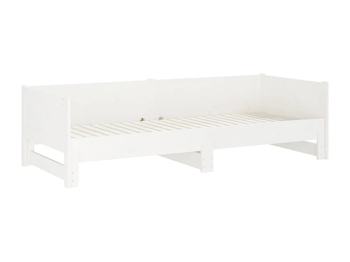 Lit coulissant Blanc Bois de pin solide 2x(80x200) cm