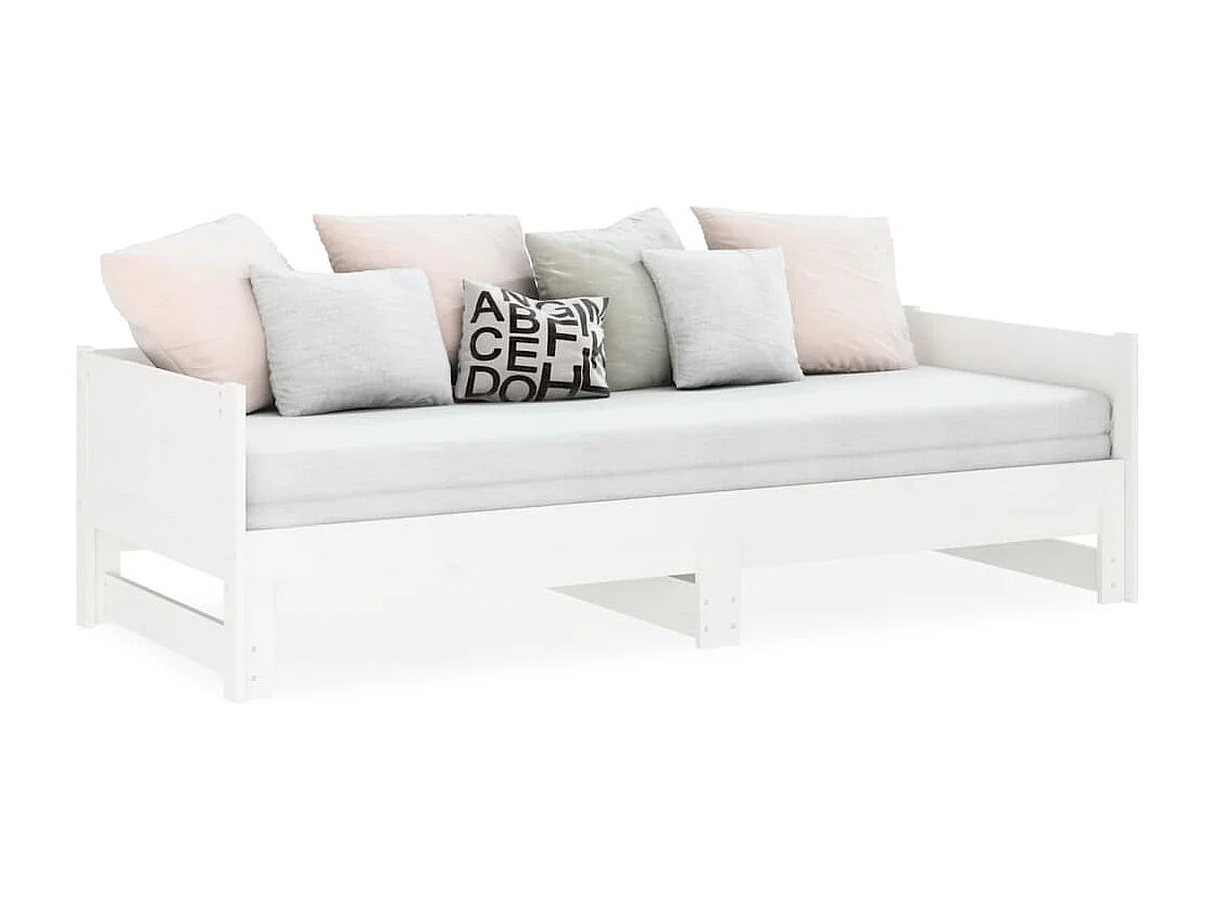 Sofá cama extraíble madera maciza de pino blanco 2x(80x200) cm