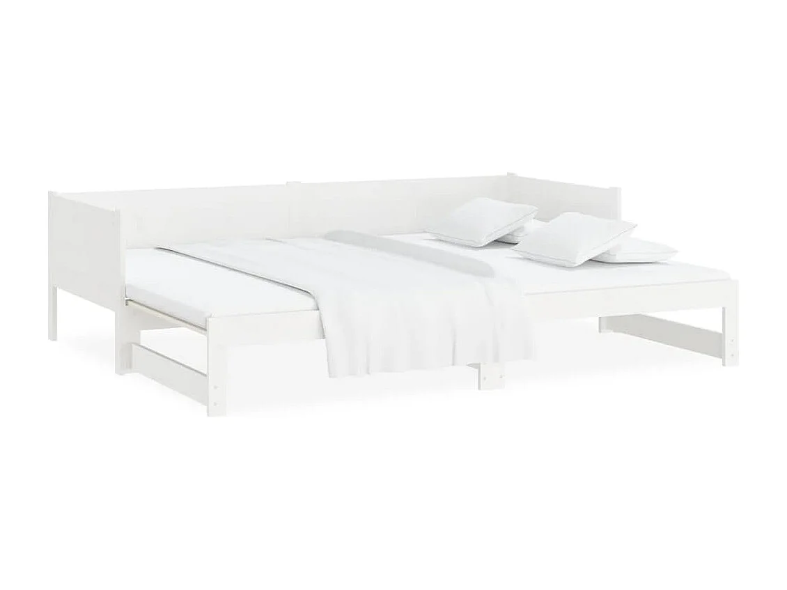 Sofá cama extraíble madera maciza de pino blanco 2x(80x200) cm