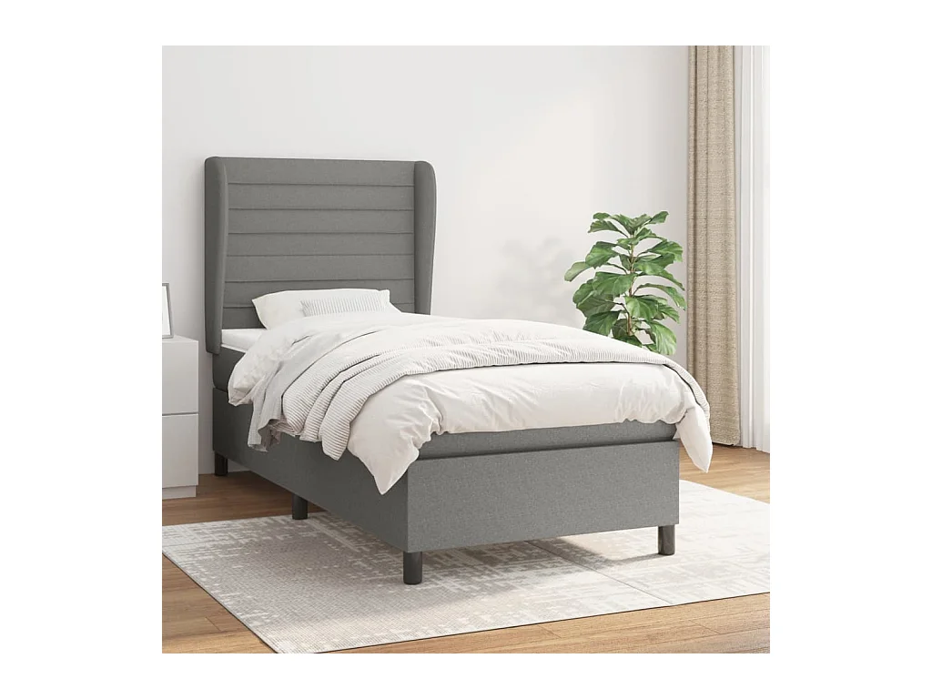 Boxspring met matras stof donkergrijs 90x200 cm