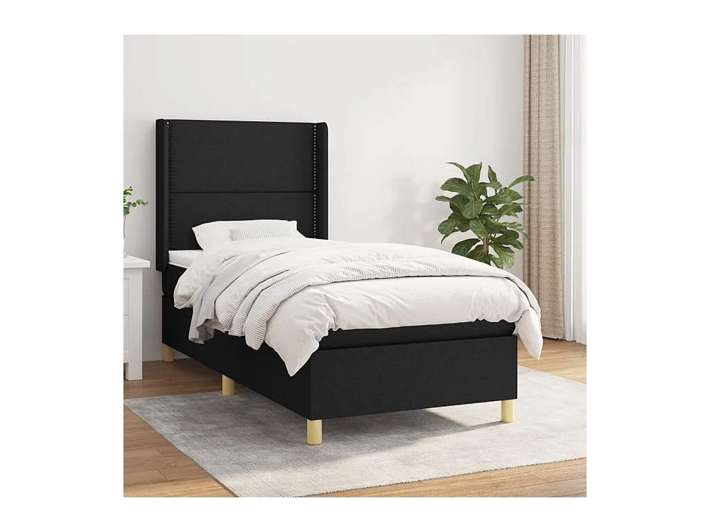 Boxspring met matras stof zwart 100x200 cm