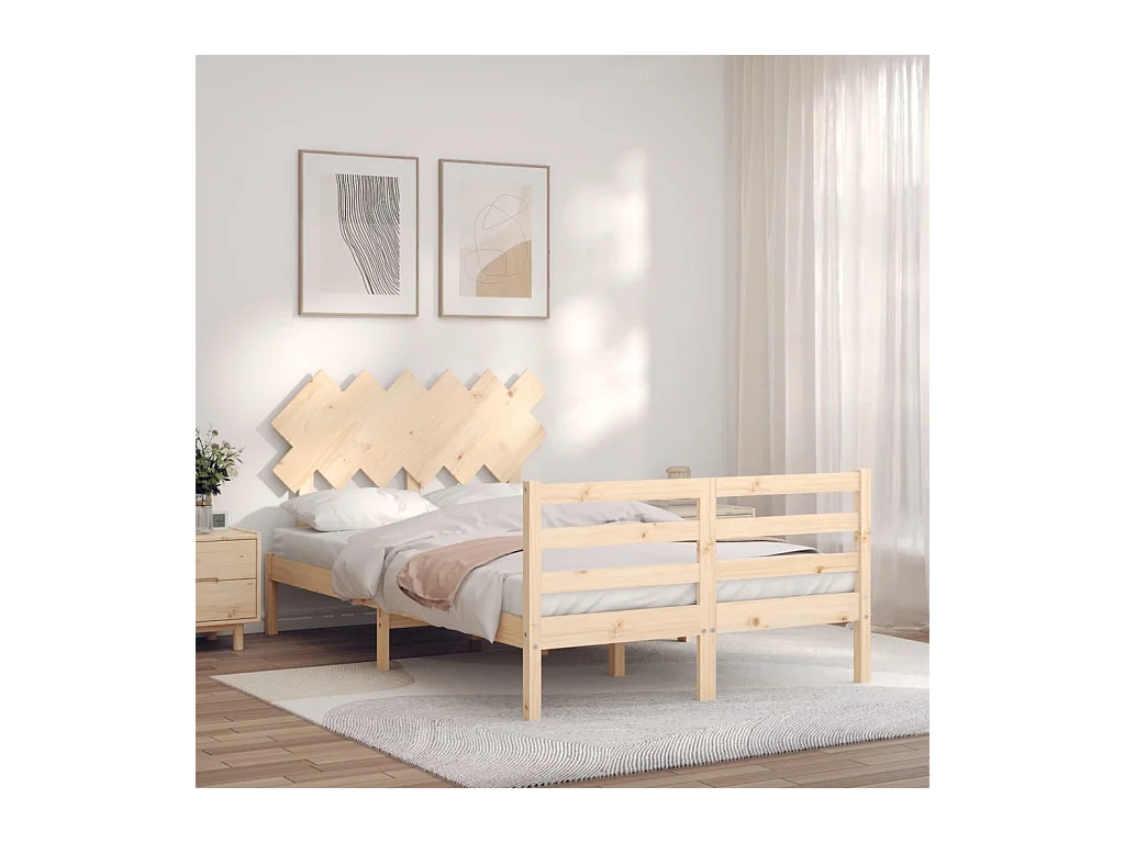 Bedframe met hoofdbord massief hout 120x200 cm