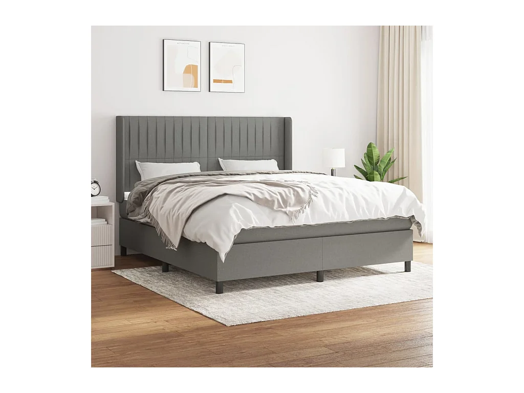 Boxspring met matras stof donkergrijs 180x200 cm