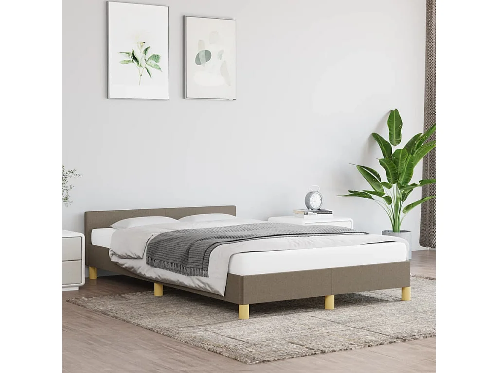 Cadre de lit avec tête de lit taupe 120x190 cm tissu